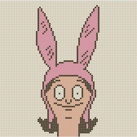 Louise Belcher Cross Stitch, Crochet Bob, Pixel Crochet, Tapestry Crochet Patterns, Beaded Cross Stitch, Pixel Pattern, Crochet Tapestry, Perler Patterns, Tapestry Crochet