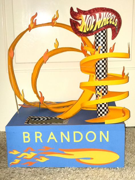 Boys Hot wheels Valentine’s Day box Hot Wheels Box Ideas, Hotwheels Valentines Boxes Diy, Race Car Valentine Box Ideas, Hotwheels Valentines, Race Car Valentines Boxes, Hot Wheels Valentine Box Ideas, Hot Wheel Valentine Box Ideas, Car Valentine Box Ideas, Valentine Boxes For Boys