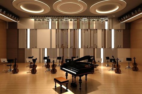 Luxury School Building, Modern Music Room, Classroom Interior, School Building Design, School Equipment, School Hallways, Public Space Design, Music Studio Room, School Interior