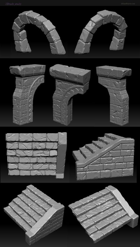 Maya Modeling, 3d Modeling Tutorial, Digital Sculpting, Stone Stairs, Isometric Art, Low Poly Art, Game Concept Art, 3d Modelling, Textured Artwork