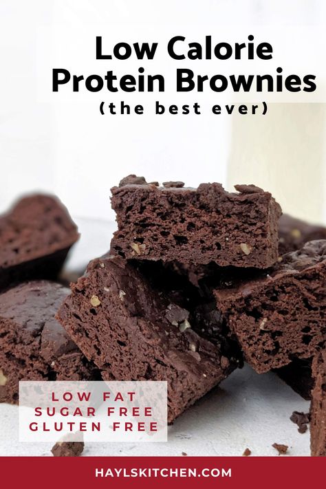 Protein Powder Brownies, Low Fat Brownies, Low Calorie Brownies, Baking With Protein Powder, Low Fat Protein, Low Calorie Protein, Sugar Free Brownies, Protein Baking, High Protein Desserts