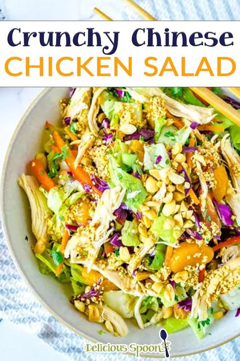 Asian Ginger Dressing, Chinese Salad, Coleslaw Recipes, Chinese Chicken Salad Recipe, Cabbage Salad Recipes, Asian Chicken Salads, Chinese Chicken Salad, Fried Noodles, Ginger Dressing