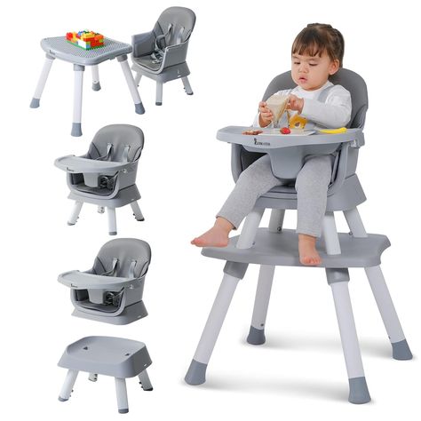 8 in 1 Baby High ChairThis convertible highchair for babies and toddlers can be converted into multiple modes, including a full-sized baby highchair, a baby dining booster seat, a small dining chair, a toddler chair with a padded cushion, a universal kids chair, a child stool, a kids learning table&chair, and even a building block table&chair. You just need one versatile baby highchair to meet all your needs. Kids Learning Table, Baby Highchair, Convertible High Chair, Learning Table, Stool Table, Kids Chair, Toddler Chair, Kids Stool, Block Table