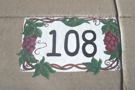 Flat Number Plate Ideas, House Number Garden Sign, Paint Curb Numbers, In The Garden Art, Clay House Number Plaque, Ceramic House Numbers Address Signs, Free Jigsaw Puzzles, Art Cafe, Painted Patio