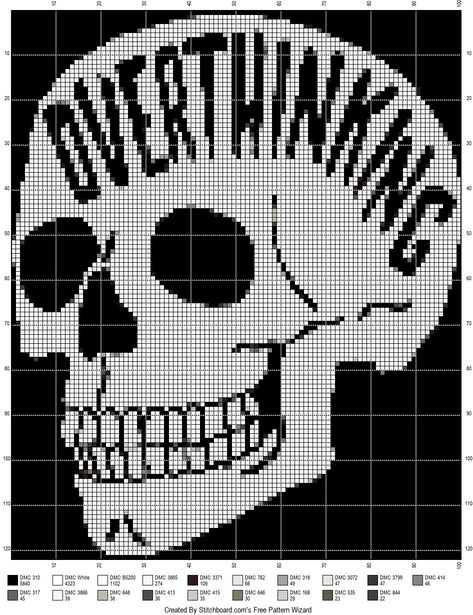 Skeleton Grid Pattern, Skull Knitting Chart, Goth Pixel Art, Skeleton Cross Stitch Pattern, Black And White Pixel Art, Crochet Grid Patterns, Gothic Crafts, Crochet Grid, Grid Art