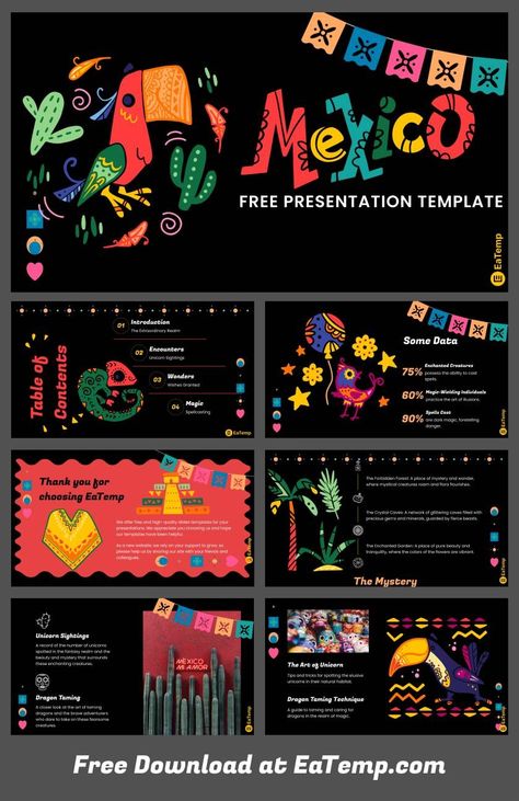 Mexico 13 Cultural Presentation Ideas, Mexico Presentation, Cute Powerpoint Templates, Presentation Ideas For School, Mises En Page Design Graphique, Free Powerpoint Presentations, Presentation Slides Design, Presentation Design Layout, Slides Design