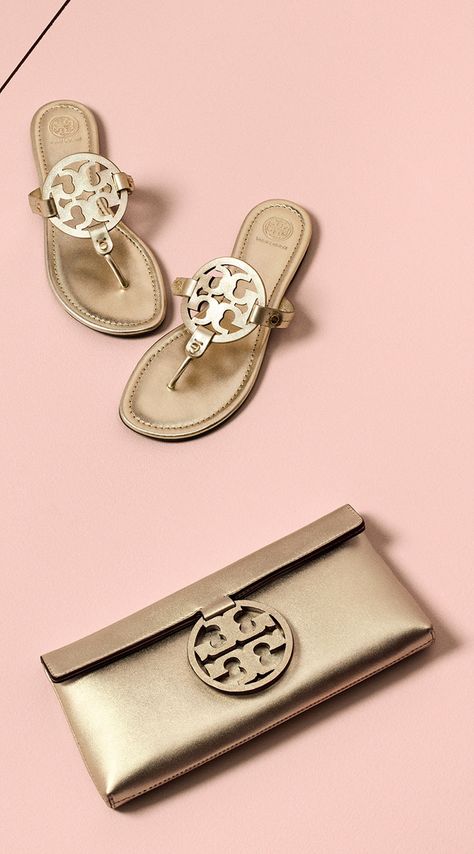 Tory Burch Purse, Metallic Clutch, Miller Sandal, Fashion Shoes Sandals, Disney Shoes, Tory Burch Sandals, Hand Painted Shoes, Nike Free Shoes, Tory Burch Bag