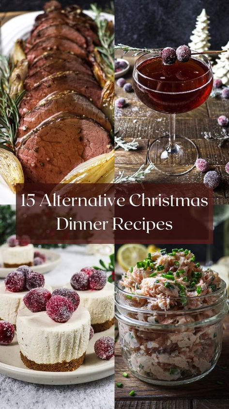 Spice up your Christmas feast with new and exciting alternative Christmas dinner recipes for a memorable holiday dinner! From appetizers to mains, cocktails and desserts, there are plenty of options for curating a Christmas dinner menu that will impress your guests. Christmas For One Person, Fancy Christmas Recipes, Christmas Holiday Dinner Ideas, Winter Party Dinner Ideas, Christmas Dinner For Four, Holiday Menus Christmas, Christmas Dinner Alternatives, Christmas Feast Ideas, Best Christmas Dishes