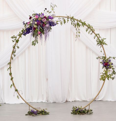 Wisteria Circle Arch, Simple Wedding Arch, English Winter, Wedding Fairy, Circle Arch, Bridal Shower Inspo, Wedding Hoop, Purple Wedding Theme, Wedding Brooch Bouquets