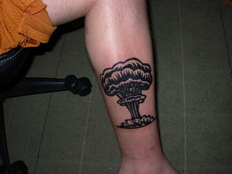 Mushroom Cloud Mushroom Cloud Tattoo, Nuclear Tattoo, Tattoo Mushroom, Mushroom Tattoo Ideas, Bomb Tattoo, Neat Tattoos, Concept Tattoo, Mushroom Tattoo, Mushroom Cloud