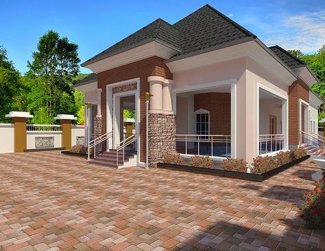 Nigerian House Plan Designs | Architecture Designs | Draeve House Structure Design, African House, Bungalow Style House Plans, Mansion Designs, Modern Small House Design, Bungalow Exterior, House Design Exterior, Building House Plans Designs, Architectural House Plans