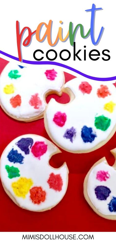 How to make cookies for an art party When you are planning a party for a creative little kiddo...an art party theme is just the ticket. Let them explore their creative side while you display yours with all the painting and art ideas you can muster, including these adorable and SUPER SIMPLE paint palette cookies. Ready to bake a masterpiece? Diy Paint Palette, Simple Paint, Painting Birthday Party, Rainbow Theme Party, Girls Birthday Party Themes, Paint Cookies, Painting Birthday, Make Cookies, Kids Themed Birthday Parties