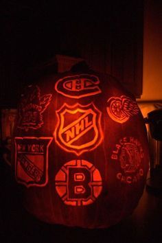 Hockey Halloween on Pinterest | 242 Pins Hockey Pumpkin Carving, Hockey Pumpkin, Toronto Maple Leafs Wallpaper, Maple Leafs Wallpaper, Wallpaper Toronto, Toronto Maple Leafs Logo, Hockey Halloween, Pumpkin Idea, Idea Paint