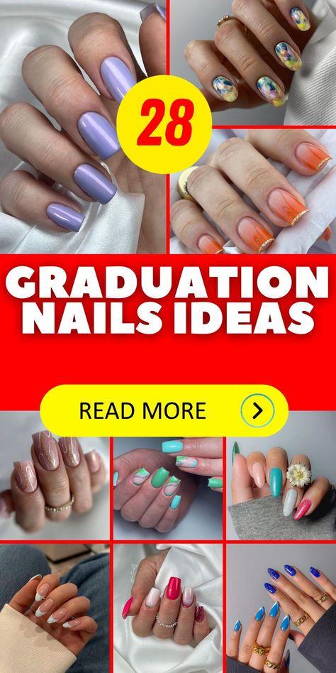 Graduation nails can also reflect a more daring aesthetic, with royal blue or deep red shades making a striking statement. Choose acrylic short nails for a modern touch or keep them long and almond-shaped for a more dramatic effect. These colors not only stand out but also symbolize the passion and energy you've invested in your education. Graduation Nails French Tips, Simple French Tips, French Tips Almond, Daring Aesthetic, Nail Ideas Simple, Law School Graduation, Short Acrylics, Graduation Nails, Red Shades