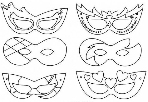 Varie maschere veneziane da colorare per bambini per Carnevale Kids Crafts Masks, Masquerade Mask Template, Obličejové Masky, Coloring Mask, Carnival Crafts, Printable Masks, Kids Carnival, Picture Templates, Mask Template