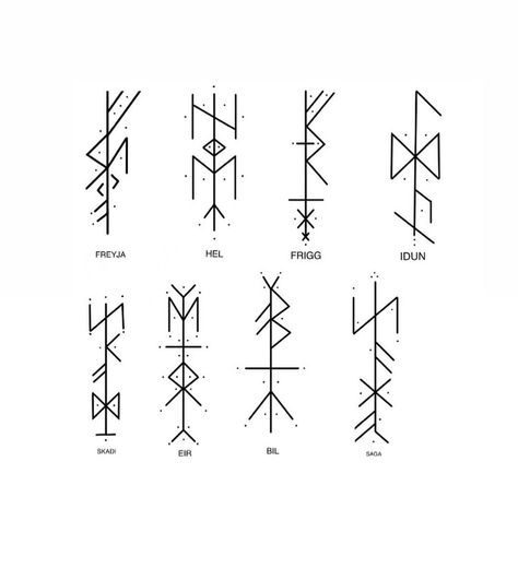 Bindrunes Tattoo, Freya Rune Tattoo, Norse Runes Tattoo Design, Freya Rune Symbol, Skadi Goddess Tattoo, Viking Line Tattoo, Viking Minimalist Tattoo, Viking Simbols Tattoo, Simple Norse Tattoo