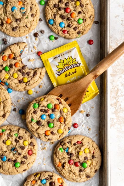 Sun Butter Recipes, Sunflower Butter Recipes, Sunflower Butter Cookies, Sunbutter Cookies, Sunbutter Recipes, Sun Butter, Nut Free Desserts, Monster Cookies Recipe, The Perfect Cookie