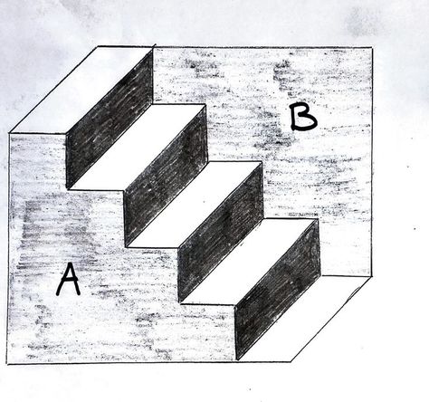 Optical illusion - Print out and turn it upside down, then blink and the image will still be going down from left to right. The walls will change from front to back. Optical Illusion Stairs, Easy Science Experiments, Easy Science, Homeschool Science, Print Out, Art Drawings For Kids, Optical Illusion, Fun Science, Optical Illusions