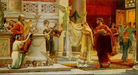 A familiar Roman wedding ceremony included the words, spoken by the bride, ubi tu Gaius, ego Gaia ("as you are Gaius, I am Gaia"), to which the bridegroom replied, ubi tu Gaia, ego Gaius. Ancient Rome History, Roman Painting, Rome City, Rome Antique, Roman History, Ancient Egyptian Art, Ancient Aliens, Egyptian Art, Outdoor Art