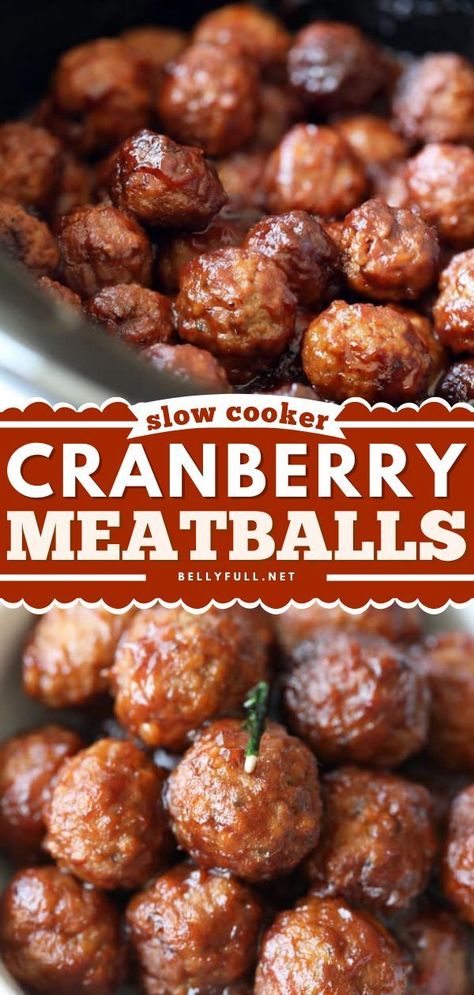 This contains: Slow Cooker Cranberry Meatballs, football party food, appetizer recipes Meatballs With Chili Sauce, Slow Cooker Party Food, Recipe For A Crowd, Homemade Italian Meatballs, Cranberry Meatballs, Meatball Appetizer Recipe, Slow Cooker Appetizers, Over Mashed Potatoes, Appetizer Meatballs