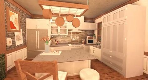 (Not mine) #roblox #notmine #bloxburg #bloxburgkitchen #linen Bloxburg Linen House, Welcome To Bloxburg Kitchen Ideas, How To Get Your Cooking Level Up In Bloxburg, Bloxburg Kitchen Tutorial, Detailed Kitchen Bloxburg, Realistic Bloxburg Interior Kitchen, Bloxburg Kitchen, Bloxburg Builds, Decals Codes