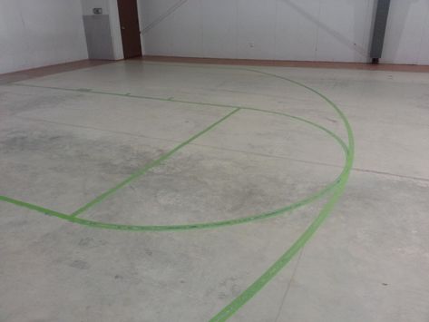 How To Paint Basketball Court Lines On Concrete, Diy Basketball Court Lines, Painted Basketball Court, Diy Basketball Court, Diy Basketball, Basketball Court Backyard, Outdoor Basketball Court, Removing Carpet, Outside Paint