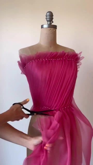 Organza Draped Party Dress, Ruched Bodice Organza Evening Dress, Fitted Draped Organza Dress, Fitted Pre-draped Organza Evening Dress, Pre-draped Organza Evening Gown, Sewing Details, Burlesque Costumes, Draped Top, Mood Fabrics