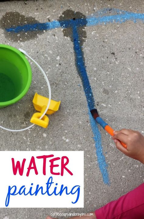 Letter and number handwriting practice doesn't just have to take place at a table--there are so many ways to make it fun! The weather is nice so we went outside to water paint chalk letters. Number Handwriting Practice, Number Handwriting, Kid Yoga, Outdoor Learning Activities, Phonics Posters, Handwriting Activities, Paint Chalk, Water Paint, Summer Learning