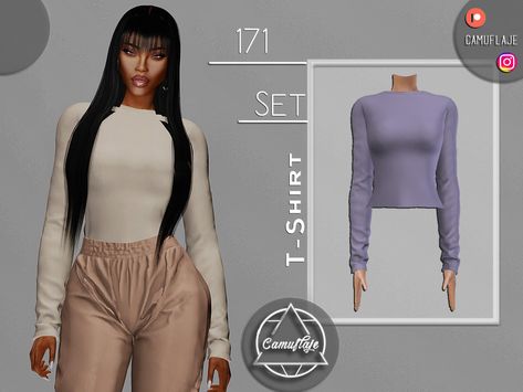 Sims 4 Long Sleeve Shirt, Sims 4 Cc Long Sleeve Shirt, Sims 4 Cc Shirts Female, Long Tee Shirts, Sims 4 Studio, Sims 4 Black Hair, Sims 4 Game Mods, Flannel Women, Sims Hair