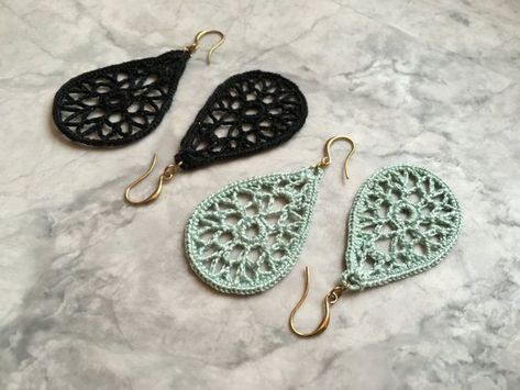 Inspiration. Crochet Earrings. Teardrop Crochet Earrings Pattern, Boho Crochet Earrings Pattern, Crochet Teardrop Pattern, Teardrop Crochet Pattern, Crocheted Earrings Pattern Free, Crochet Earrings Free Pattern, Crocheting Inspiration, Crochet Hoop Earrings, Crochet Necklace Pattern