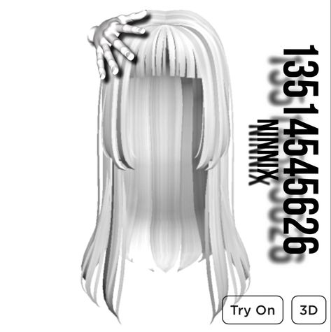 Roblox Codes For Hair White, Roblox White Hair Codes, Hime Cut, White Bonnet, Roblox Hair, Long Hair Clip, Chibi Body, Y2k Hair, Clothing Studio