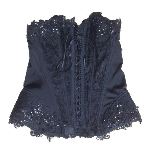 Nwot - Never Worn, No Signs Of Wear In Any Sense Size 38 - Equates To A Size 8 Us L Both Lace Up Front And Zip Back Corset Thick, High Quality Material With Boning And Hard Seamlines That Really Cinch In Your Waist And Keeps This Corset Up Right. Black Sequins Mixed Throughout The Applique Sweetheart Neckline Originally Paid $85 Black Lace Up Corset, Insta Model, Corset Styles, Ideal Wardrobe, Glam Photoshoot, Gothic Corset, Emo Outfits, Black Corset, Birthday Wishlist