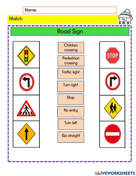 Traffic Signal Worksheet For Kids, Traffic Signs Worksheet, Road Safety Worksheet, Traffic Signs For Kids Activities, Traffic Signs Printables, Road Signs For Kids, Road Signs Printable, Traffic Rules For Kids, Road Signals