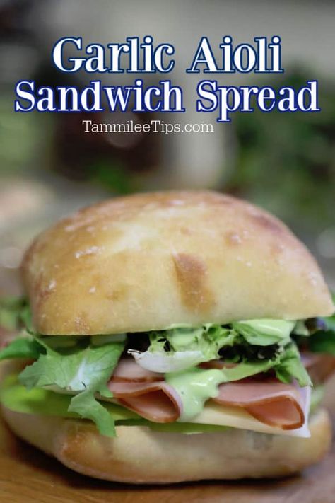 Aioli Sandwich, Ciabatta Bread Sandwich, Ciabatta Sandwich, Sandwich Spread Recipes, Garlic Aioli Recipe, Recipe Sandwich, Ham And Swiss, Sandwhich Recipes, Summer Sandwiches