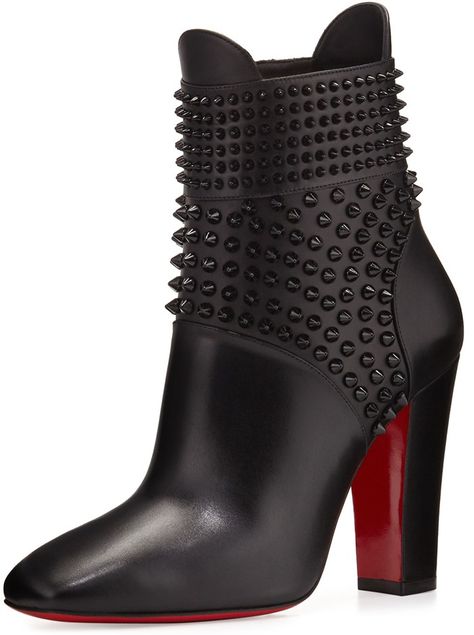 Louboutin Boots, Cl Fashion, Christian Louboutin Outlet, Christian Louboutin Boots, Studded Ankle Boots, Black High Heel Boots, Embellished Shoes, Ankle Boots Black, Black Ankle Booties