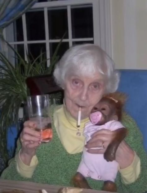 Granny and her Monkey Baby Pfp Icons | #funnypics #pfp #memesdaily #funnypfp #grandmamemes #gangstagrandma Grandma Aesthetic, Funny Old People, Funny Profile, Funny Profile Pictures, Funny Reaction Pictures, صور مضحكة, Old People, Profile Pics, Really Funny Pictures