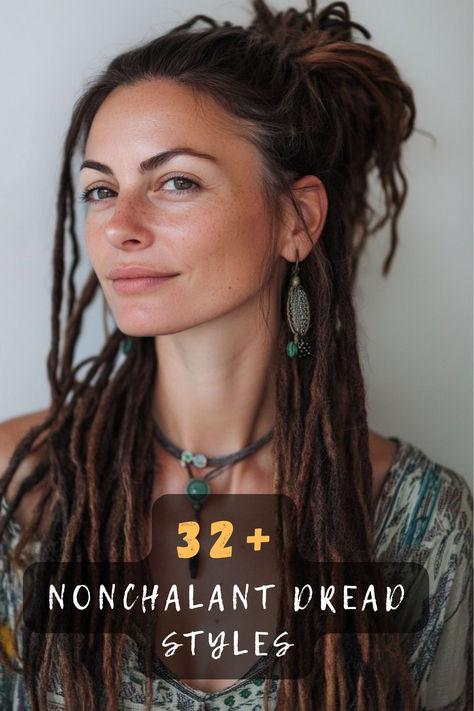 Keep it cool and casual with these 32+ dreadhead styles. Each style is perfect for a relaxed yet trendy look. Click to find out how to style your dreads! 🕶️👩‍🦱 #CasualDreads #TrendyDreads #DreadheadFashion #RelaxedHair #CoolTrends #StylishDreads #HairFashion Twist And Seal Dreads, Dreadlock Hairstyles Braided, Dreads Mixed With Normal Hair, Basket Weave Dreadlocks, How To Style Boho Locs, Wedding Hairstyles For Dreadlocks, Dreadlock Extensions Hairstyles, Straight Hair Dreadlocks, Partial Dreadlock Hairstyles