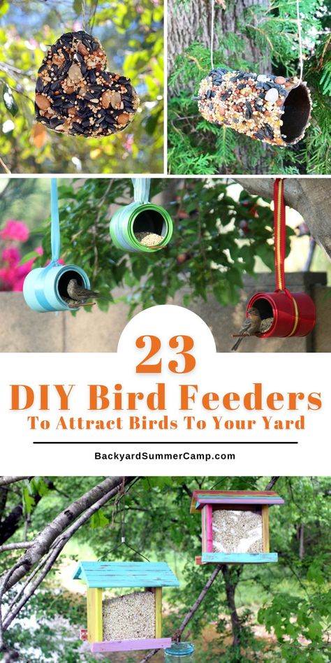 Diy Birdfeeders Homemade, Upcycled Bird Feeder, Bird Seed Catcher Diy, Bird Feeders Diy Homemade, Recycled Bird Feeders, Bird Feeders Diy, Bird Feeders For Kids To Make, Mason Jar Bird Feeders, Backyard Birds Watching