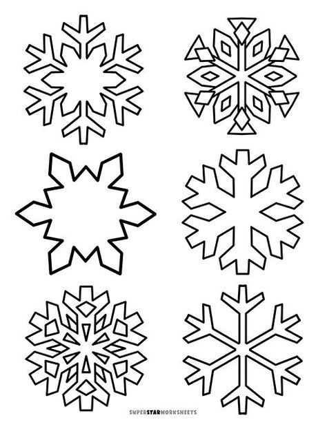 Snowflake Outline Free Printable, Snowflake Patterns Printable Free, Simple Snowflake Patterns, Snowflake Printables Free, Snow Flake Crafts For Kids, Snow Flakes Printable, Cut Out Snowflakes Easy, Snowflake Designs Pattern, Snowflake Patterns Printable