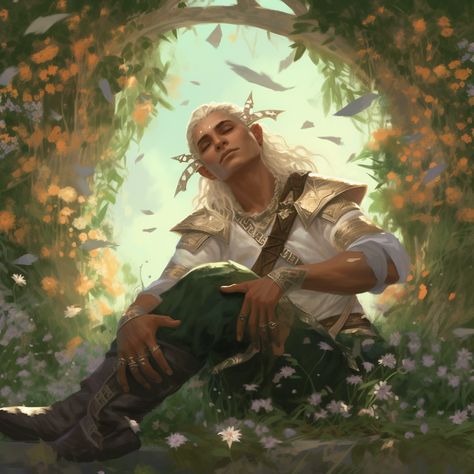 Fey Touched Dnd, The Feywild, Eladrin Male, Summer Eladrin, Eladrin Dnd, Dnd Feywild, Fey Creatures, Dnd Monk, Elf City