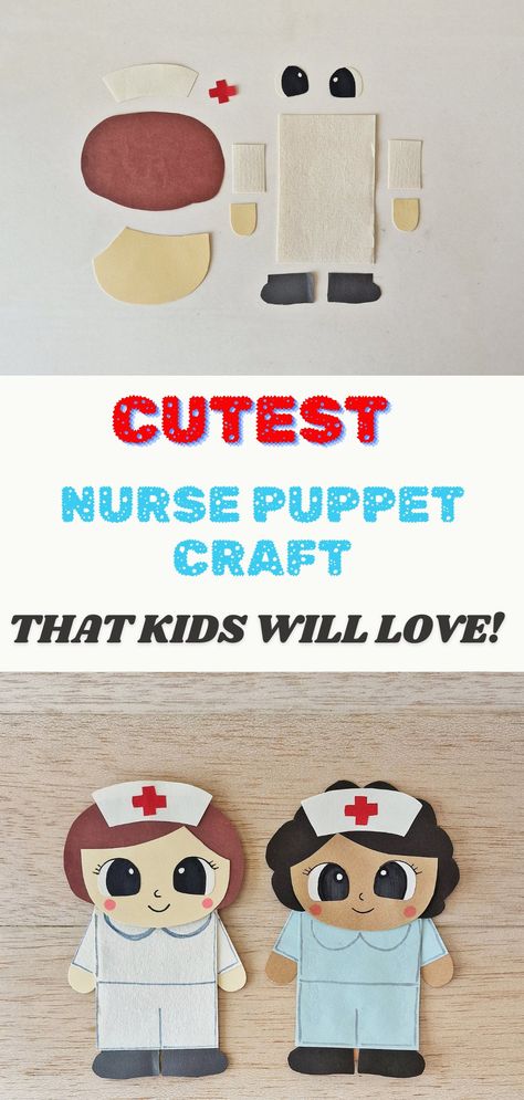 Easy Nurse Craft- DIY Puppet for Nurse Appreciation Week - Easy Crafts For Kids Nurse Crafts For Kids, Diy Puppet, Nurse Crafts, Bag Puppet, Make Your Own Paper, Nurse Appreciation Week, Dog Patterns, Paper Bag Crafts, Paper Bag Puppets