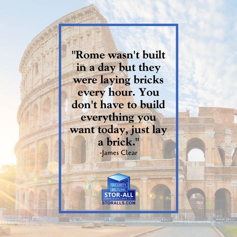 "Rome wasn't built in a day but they were laying bricks every hour. You don't have to build everything you want today, just lay a brick." -James Clear #Motivation Rome Wasn’t Built In A Day Quote, Rome Wasn't Built In A Day, Rome Wasnt Built In A Day Quotes, Don't Give Up Quotes, Affirmations Confidence, James Clear, Giving Up Quotes, Medical Billing And Coding, Simple Things In Life