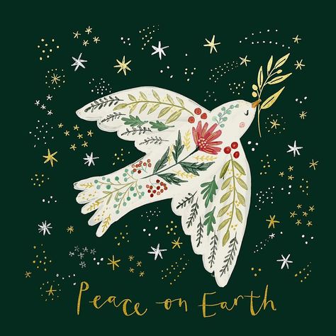 Peace On Earth Christmas, Envelopes Design, Christmas Card Illustration, Charity Christmas Cards, Gold Envelopes, Peace Illustration, Personalised Christmas Cards, Christmas Card Design, Christmas Drawing