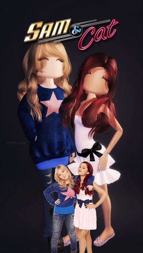 Dress to impress fits for Sam and Cat from Sam&Cat [made by m1.chal_ and valerie_khomyak] Dance Moms Dress To Impress, Sam And Cat Dress To Impress, Dance Dress To Impress, Cat Code Dress To Impress, Duo Ideas Dress To Impress, Cat From Sam And Cat, Duos Dress To Impress, Cute Dti Outfits, Dress To Impress Duo Outfits