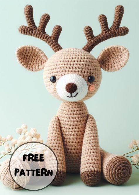 Deer Amigurumi Free Pattern, Angel Baby Crochet, Deer Amigurumi, Divine Angel, Crochet Deer, Free Pattern Crochet, Crochet Angel, Quick Crochet Patterns, Crochet Animals Free Patterns