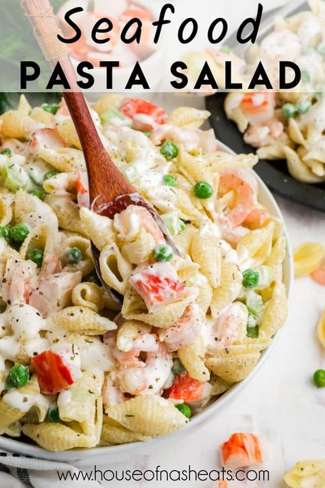 Seafood Pasta Salad - House of Nash Eats Holiday Seafood Recipes, Crab And Shrimp Recipe, Seafood Pasta Salad, Seafood Pasta Salad Recipe, Seafood Salads, Crab Pasta Salad, Shrimp Pasta Salad, Seafood Dip, Seafood Salad Pasta