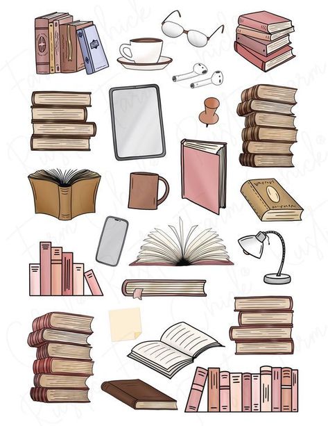 Digital stickers for book lovers featuring Goodnotes reading notes. Goodnotes Template Free Study, Bookmarks Coffee, Group Stickers, Free Printable Planner Stickers Kawaii, Book Journal Layout, Digital Stickers Free, Journal Essentials, Goodnotes Notes, Free Digital Stickers