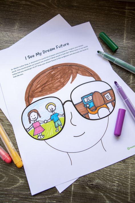 Career Activities For Kids, Mlk Day Activities For Kids, Mlk Day Activities, My Dream Future, Mlk Art, World Education Day, Mlk Activities, Bee Coloring, Preschool Creative Art