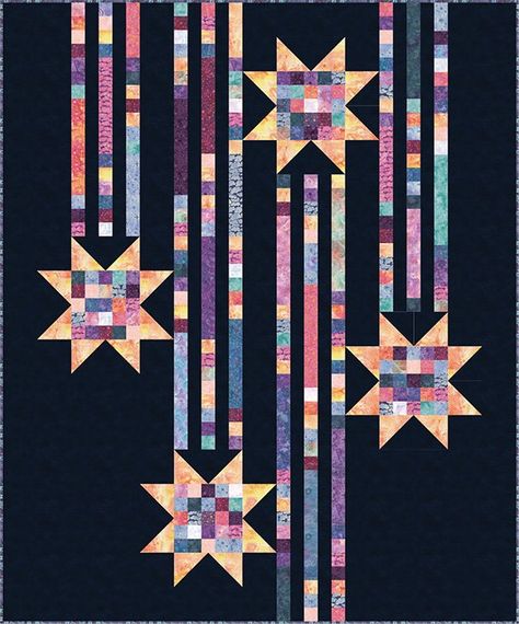 Dusk to Dawn - Showering Stars Quilt Kit ~ Two Options! Showering Stars Free Quilt Pattern, Showering Stars Quilt, Star Shower, Wedding Quilt, Dusk To Dawn, Quilt Of Valor, Barn Quilt Patterns, Jellyroll Quilts, Scrap Quilt Patterns