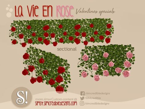 Hanging Roses, Wall Of Roses, Sims 4 Hair Male, Die Sims 4, Cc Sims4, Sims 4 Clutter, Strawberry Flower, Free Sims, Rose Vines